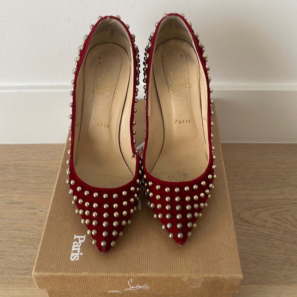 Christian Louboitin Red Studded Heels- size 39